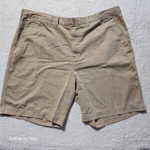 Polo Ralph Lauren Men's 42 Relaxed Fit Chino Shorts Khaki Tan Blue Pony Logo